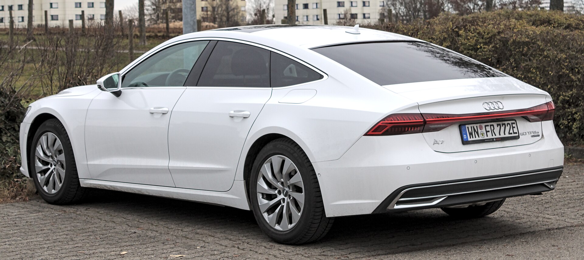 Audi A7 Sportback C8 (4K8) (2018–) – white, rear three-quarter